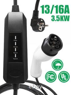 13A/16A 3.5kW Portable Electric Vehicle Charger Type 2 IEC62196-2 220V EV Charge