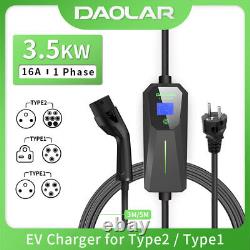 3.5kw 16A EV Charger Type 2 Type 1 3M/5M/10M Cable Electric Vehicle Charger