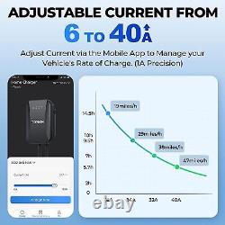 40A APP/WIFI Electric Vehicle Charger EV Charging Station Level 2 NEMA14-50 25Ft