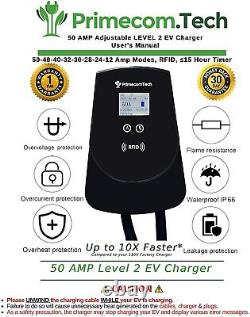 50 48 40 Amp PRIMECOM. TECH Level2 Smart Electric Vehicle Home Charging Station