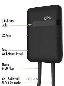 BLINK-Home Level 2 Electric Vehicle (EV) Charger 240V 32-AMP 25 Ft Cord SAEJ1772