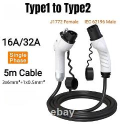 EV Charging Cable J1772 Type1 to Type2 Plug EV Cable Electric Vehicle Cord 5m