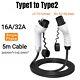 EV Charging Cable J1772 Type1 to Type2 Plug EV Cable Electric Vehicle Cord 5m