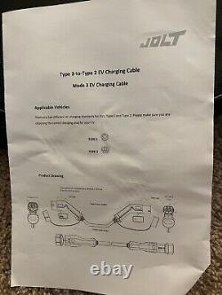 Jolt EV Electric Vehicle Charging Cable Type 1 to Type 2, 16 Amp 3.6 KW 5