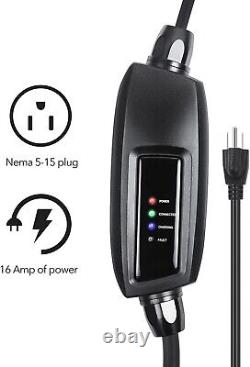 Lectron Level 1 EV Charger 16A 110V 21ft J1772 5-15 Electric Vehicle Charging