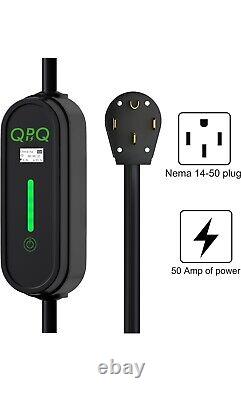 QPQ Level 2 EV Charger 50 Amp Electric Vehicle J1772 NEMA 14-50A Plug 240V 25